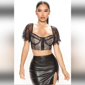 Black lace corset crop top